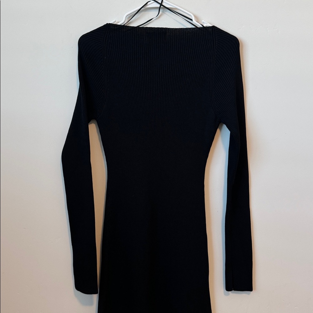 DISSH Janie Sweetheart Neckline Maxi Knit Dress Gown in Black Sweater Size: L - Picture 10 of 12